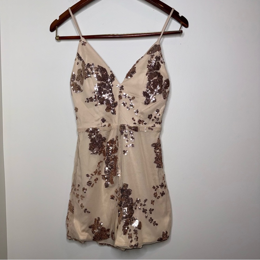 Windsor Sequin Romper in Beige and Copper - Picture 3 of 7